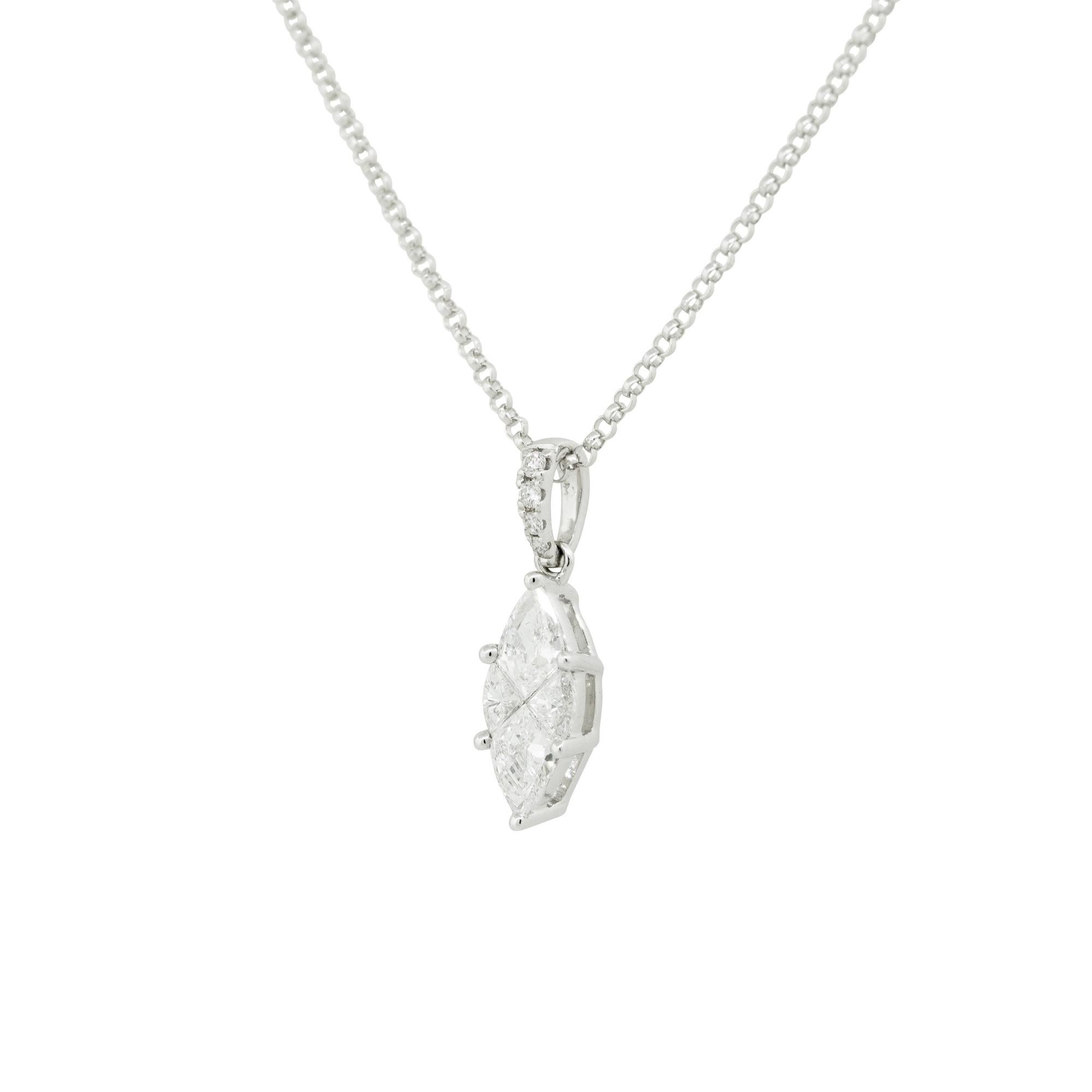 Modern 0.71 Carat Mosaic Marquise Cut Diamond Station Necklace 18 Karat in Stock For Sale
