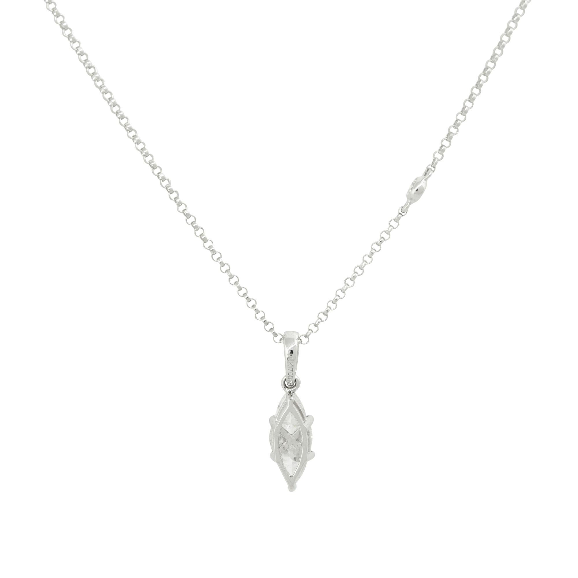0.71 Carat Mosaic Marquise Cut Diamond Station Necklace 18 Karat in Stock For Sale 2