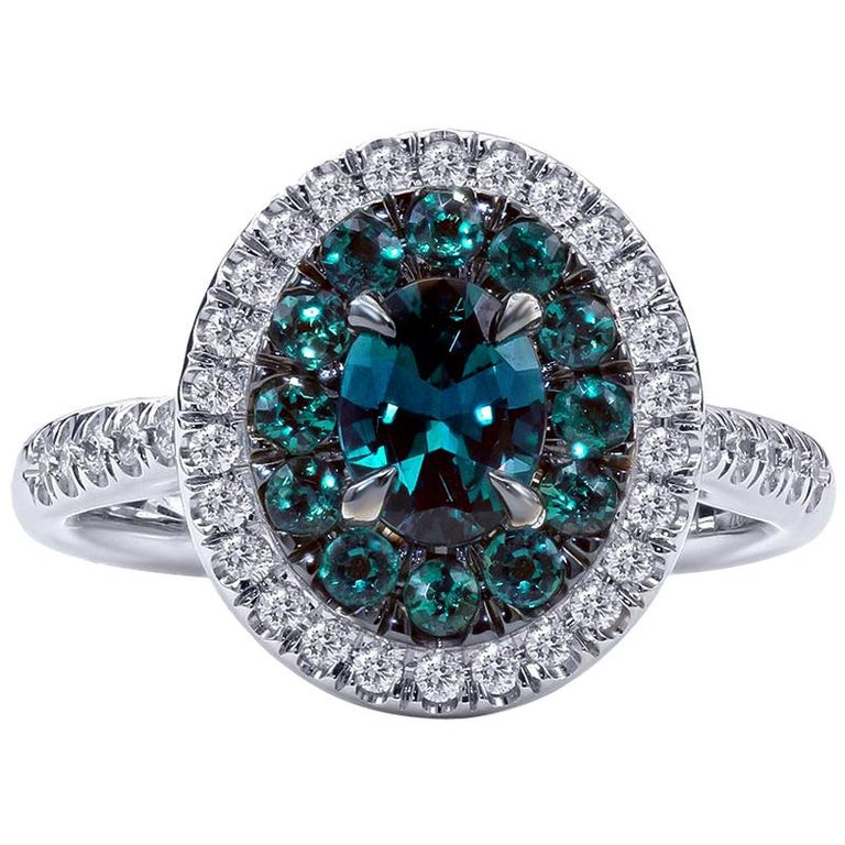 Mark Henry Carat Natural Brazilian Alexandrite and Diamond Ring, 18  Karat