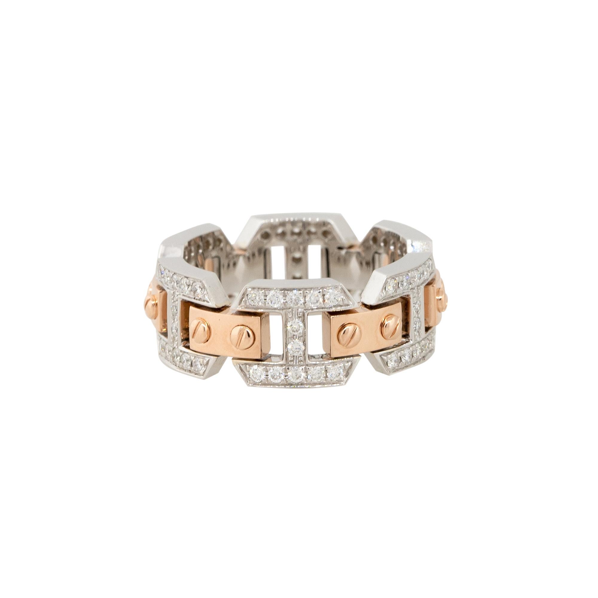 18k White and Rose Gold 0.71ctw Pave Diamond Link Band
Style: Women's Diamond Link Band
Material: 18k White Gold and 18k Rose Gold
Main Diamond Details: Approximately 0.71ctw of Round Brilliant cut Diamonds
Ring Size: 6.5 (Cannot be sized)
Item