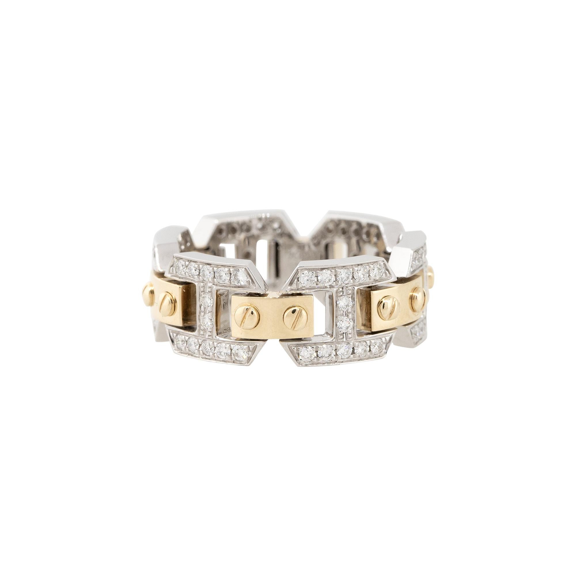 18k White and Yellow Gold 0.71ctw Pave Diamond Link Band
Style: Women's Diamond Link Band
Material: 18k White Gold and 18k Yellow Gold
Main Diamond Details: Approximately 0.71ctw of Round Brilliant cut Diamonds
Ring Size: 6.5 (Cannot be sized)
Item