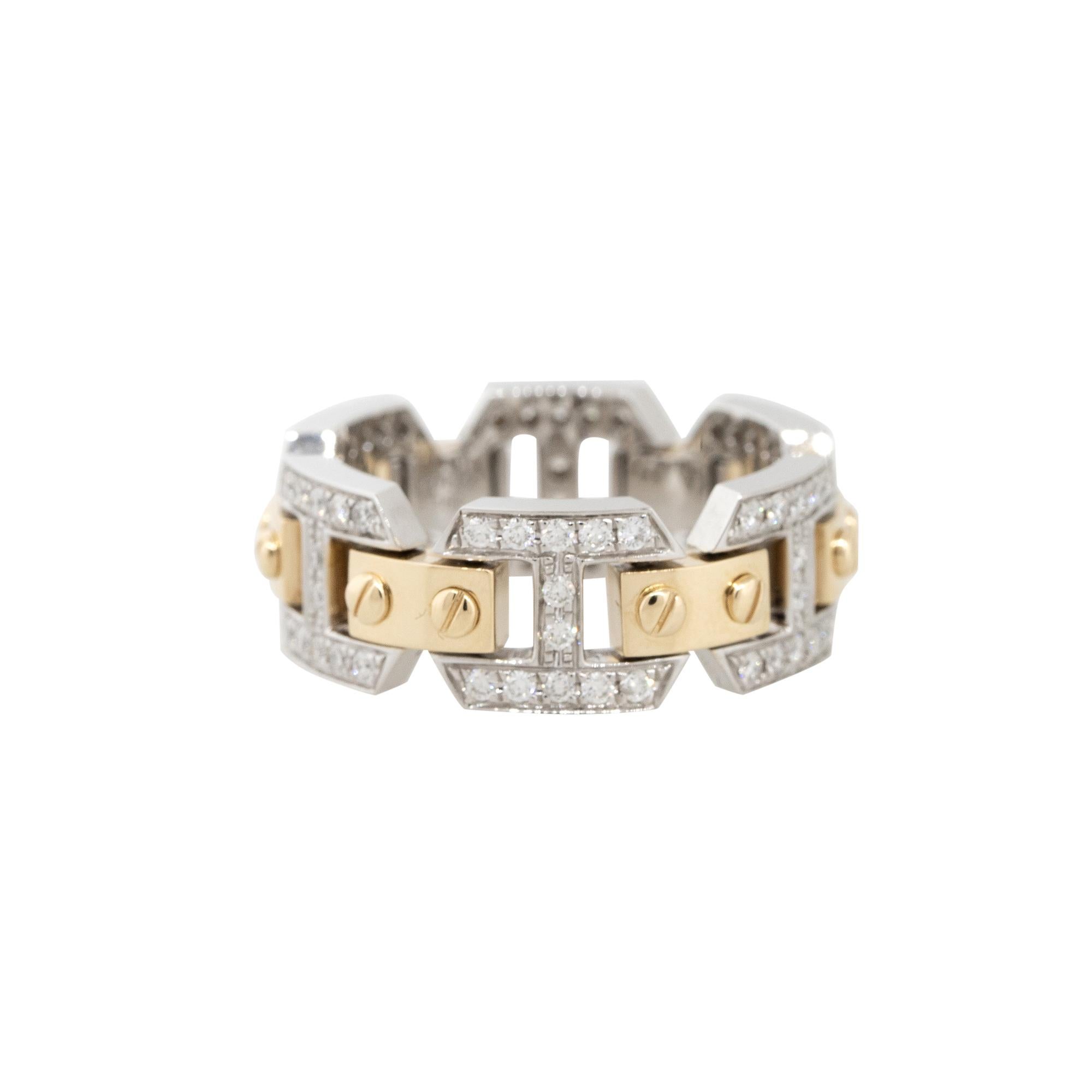 Round Cut 0.71 Carat Pave Diamond Link Band 18 Karat in Stock For Sale