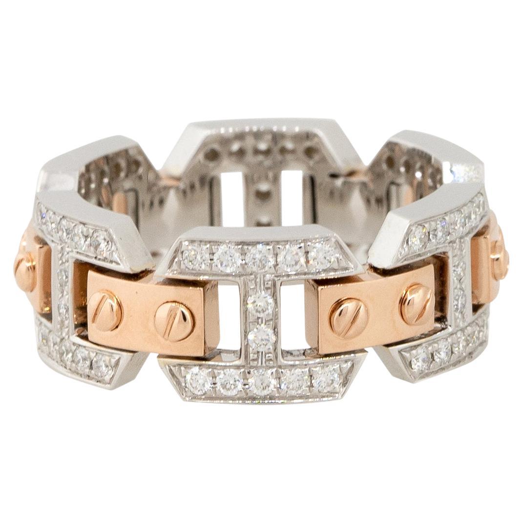 0.71 Carat Pave Diamond Link Band 18 Karat in Stock For Sale
