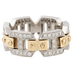 0.71 Carat Pave Diamond Link Band 18 Karat in Stock