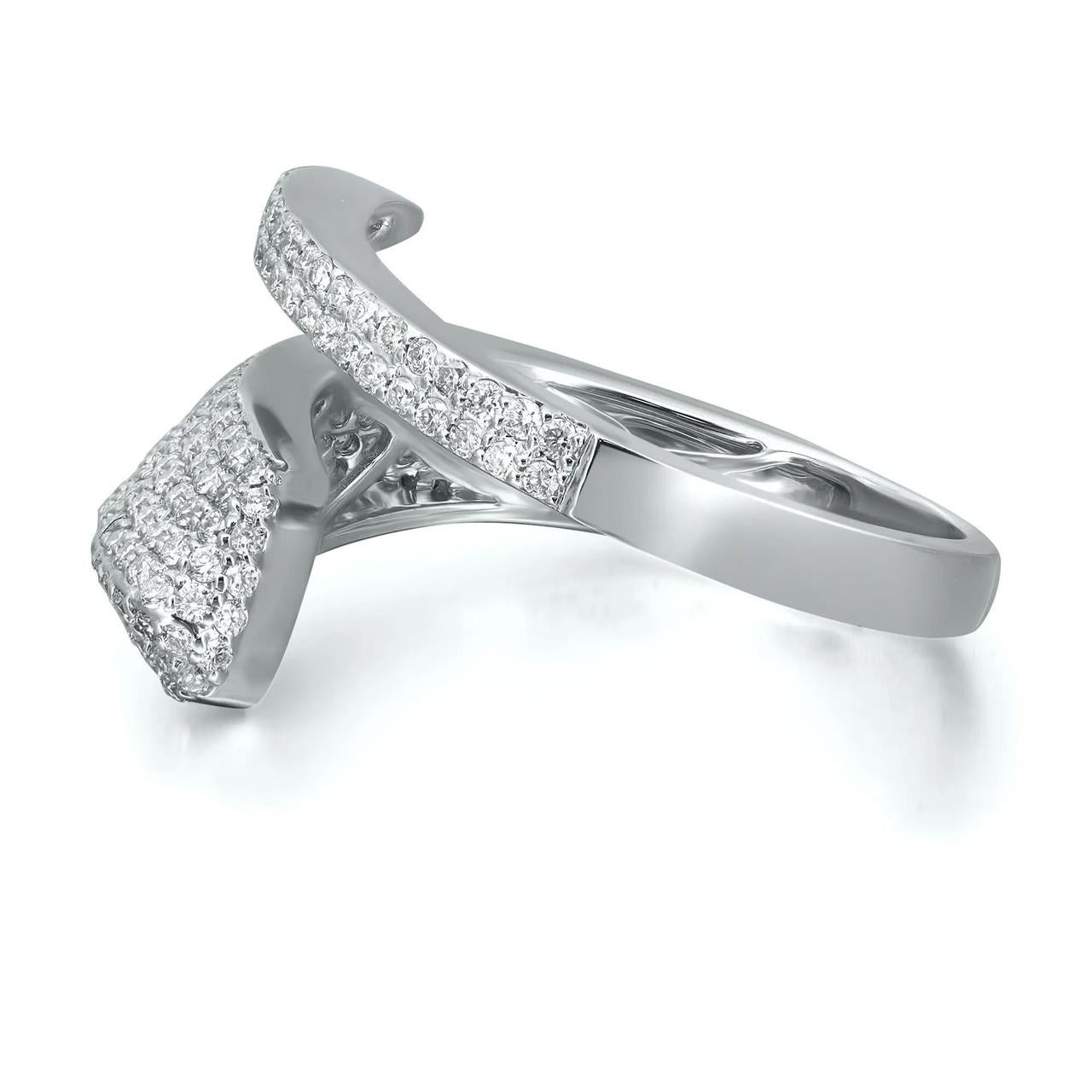 For Sale:  0.71 Carat Pave Diamond Wrap Ring 18K White Gold   2