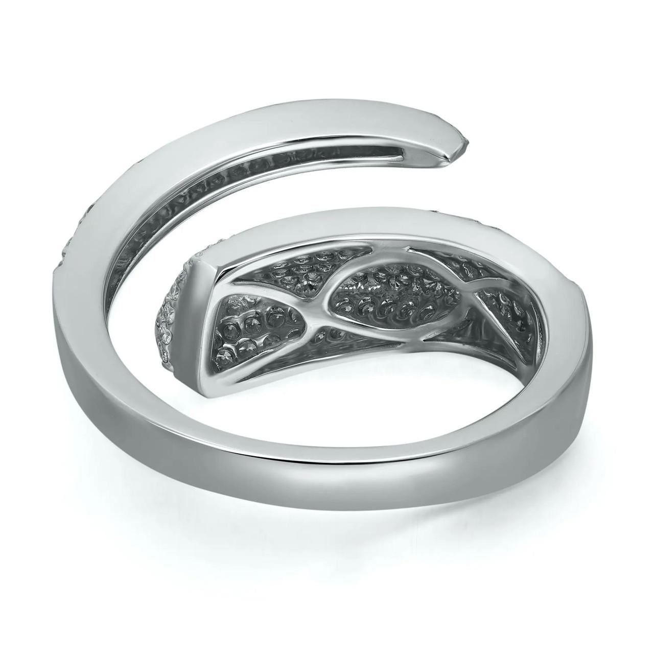 For Sale:  0.71 Carat Pave Diamond Wrap Ring 18K White Gold   3
