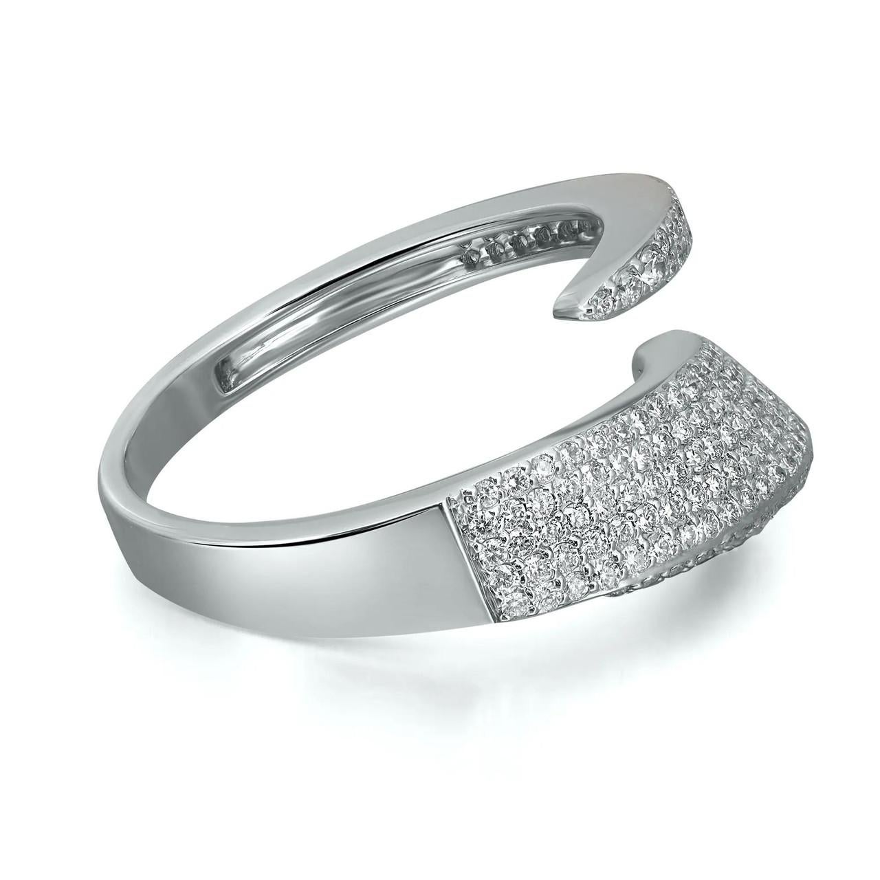 For Sale:  0.71 Carat Pave Diamond Wrap Ring 18K White Gold   4