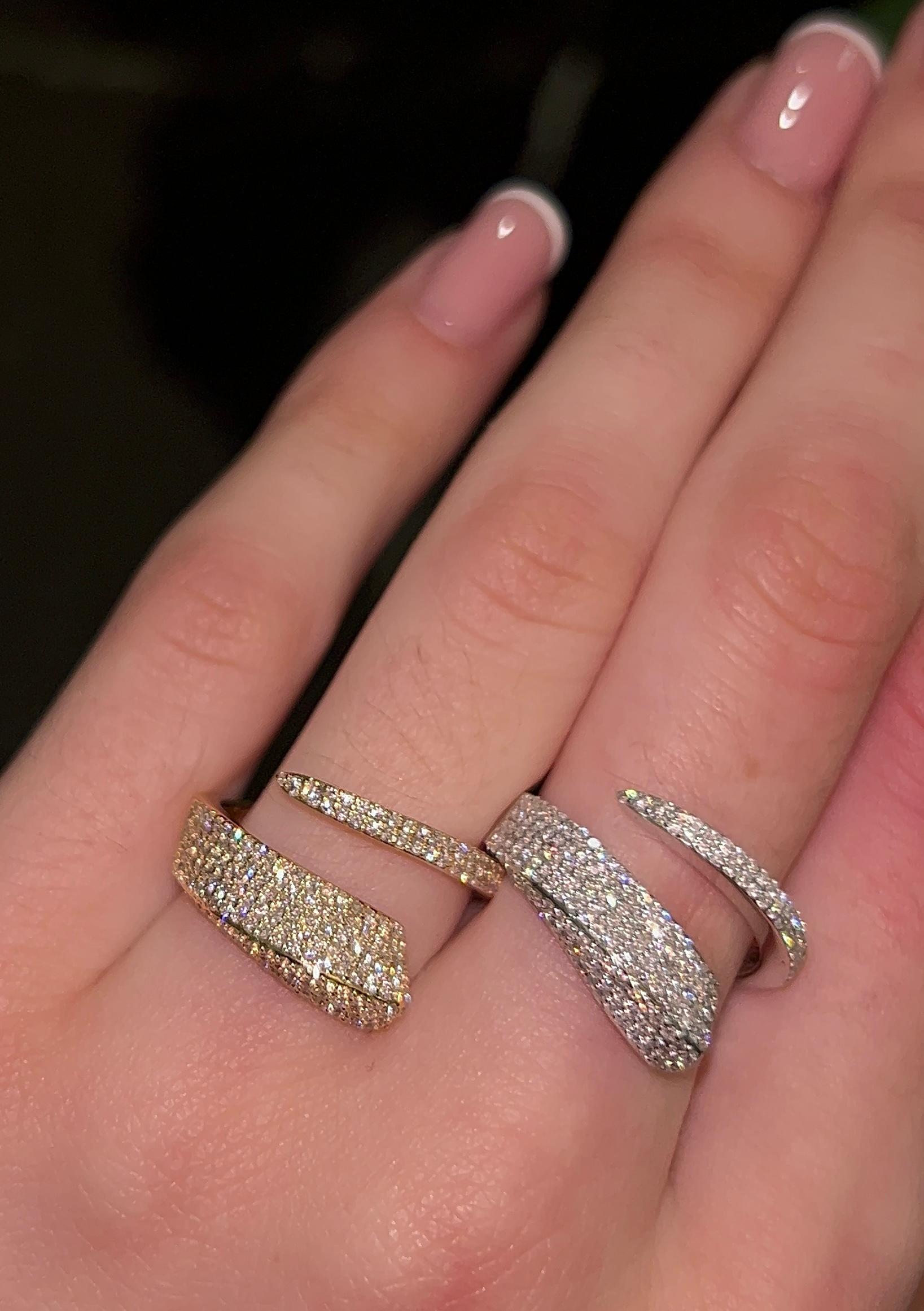 For Sale:  0.71 Carat Pave Diamond Wrap Ring 18K White Gold   5