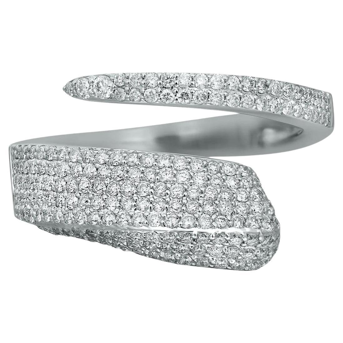 For Sale:  0.71 Carat Pave Diamond Wrap Ring 18K White Gold
