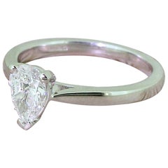 0.71 Carat Pear Cut Diamond Platinum Solitaire Engagement Ring