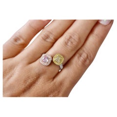 0,71 Karat Pink & Gelber Diamant Cocktail Ring GIA zertifiziert