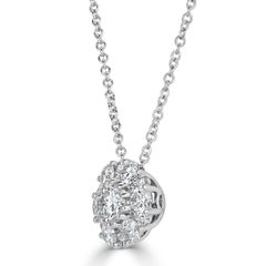 Mark Broumand 0.71 Carat Round Brilliant Cut Floral Halo Diamond Pendant