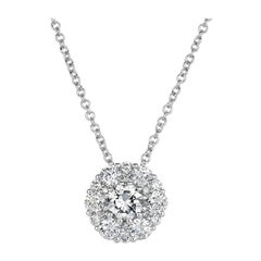 Mark Broumand 0,71 Carati Taglio Brillante Rotondo Ciondolo con Diamante aureola Floreale