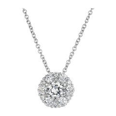 Mark Broumand 0.71 Carat Round Brilliant Cut Floral Halo Diamond Pendant