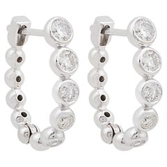 0.71 Carat SI Clarity HI Color Diamond Hoop Earrings 10 Karat White Gold Jewelry