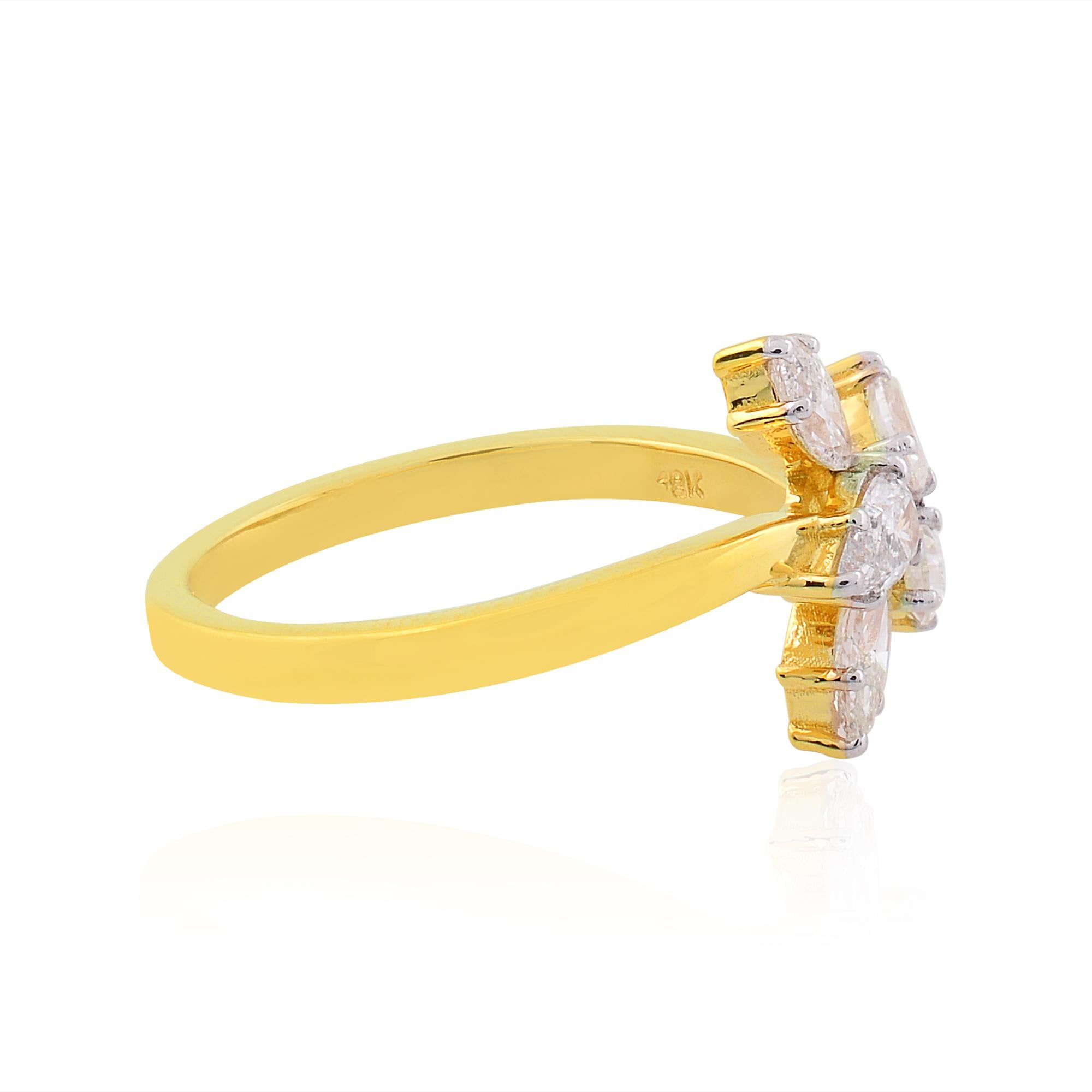 Im Angebot: 0,71 Karat SI/H Marquise Birne Diamant Cluster Ring 14 Karat Gelbgold () 4