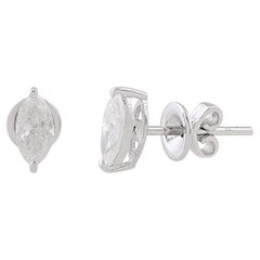 0.71 Carat Solitaire Marquise Diamond Stud Earrings Solid 10k White Gold Jewelry