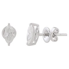 Clous d'oreilles solitaires en or blanc 10 carats avec diamants taille marquise de 0,71 carat