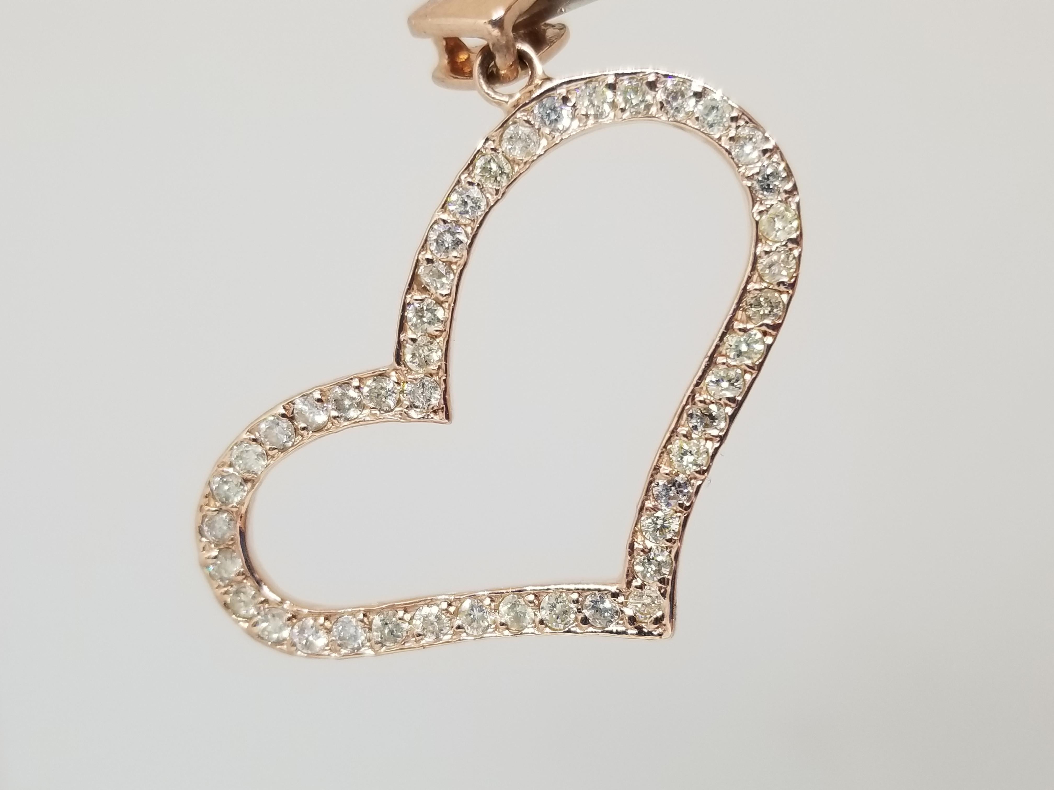 0.70 ct heart shape pendant 14k Rose gold. natural diamonds.
Average Color I, Clarity I