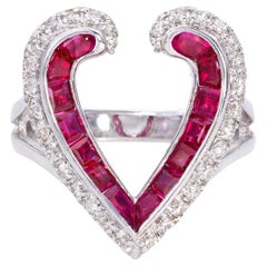0.71 Carats Ruby Heart Shaped Ring & 0.34 Carats of Natural Diamonds in 14K Gold