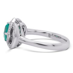 0.71 Ct No Oil Russian Emerald Engagement 18K Gold Ring