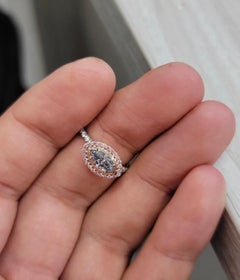 0.71ct Fancy Light Grayish Blue Marquise SI1 GIA Ring
