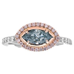 rebecca hook mickey mouse ring 0.71ct Fancy Light Grayish Blue Marquise SI1 GIA Ring