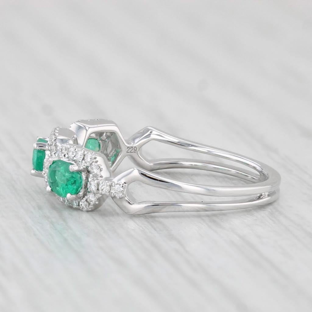 Oval Cut 0.71ctw Emerald Diamond Ring 14k White Gold Size 6.5 Stackable For Sale