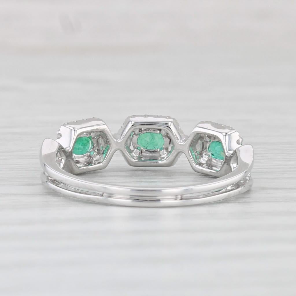 Women's 0.71ctw Emerald Diamond Ring 14k White Gold Size 6.5 Stackable For Sale