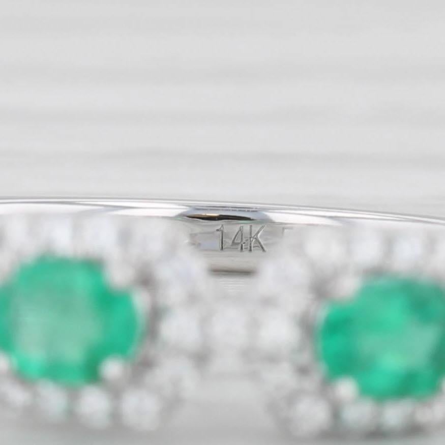 0.71ctw Emerald Diamond Ring 14k White Gold Size 6.5 Stackable For Sale 1