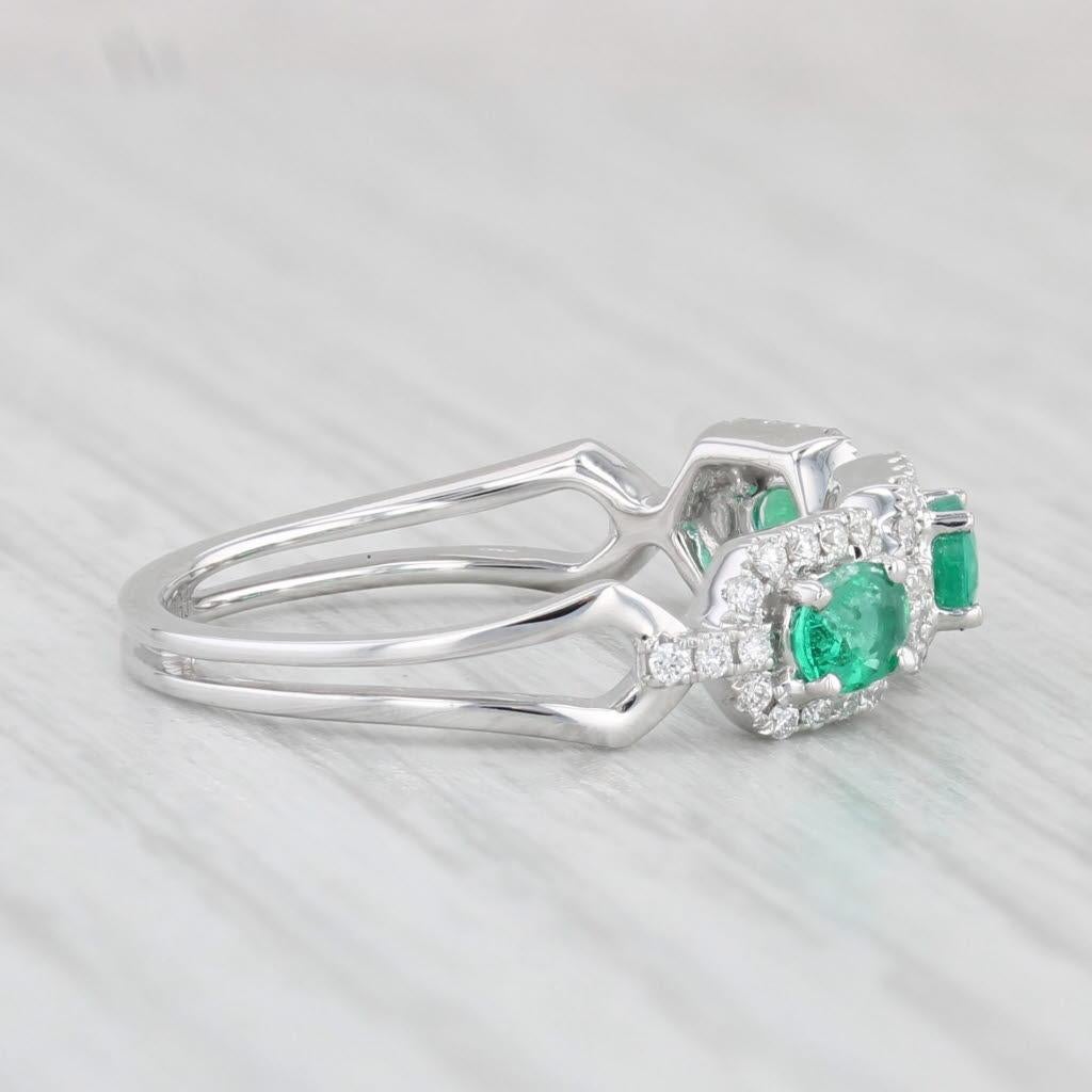 0.71ctw Emerald Diamond Ring 14k White Gold Size 6.5 Stackable For Sale 3