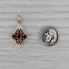 0.71ctw Garnet Diamond Cluster Pendant 14k Yellow Gold Drop
