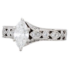 0.71ctw Marquise Diamond Engagement Ring 14k White Gold Size 5.25