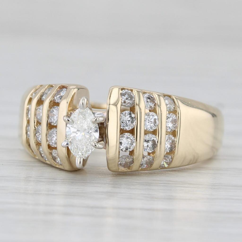 0,71 Karat Marquise-Diamant-Verlobungsring 14k Gelbgold Größe 7,25 (Marquiseschliff) im Angebot