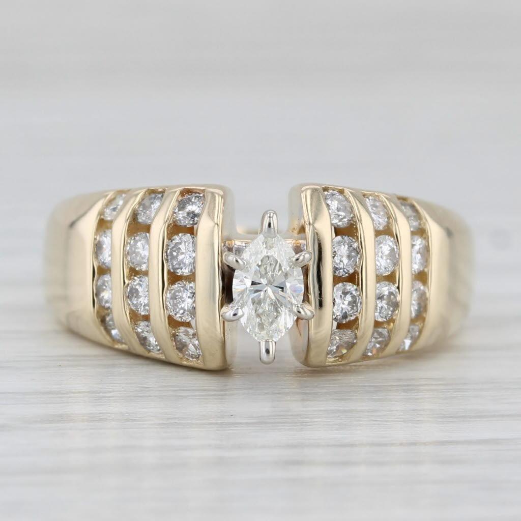0,71 Karat Marquise-Diamant-Verlobungsring 14k Gelbgold Größe 7,25 im Zustand „Gut“ im Angebot in McLeansville, NC
