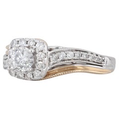 0.71ctw Round Diamond Halo Engagement Ring 14k White Yellow Gold Size 7.5