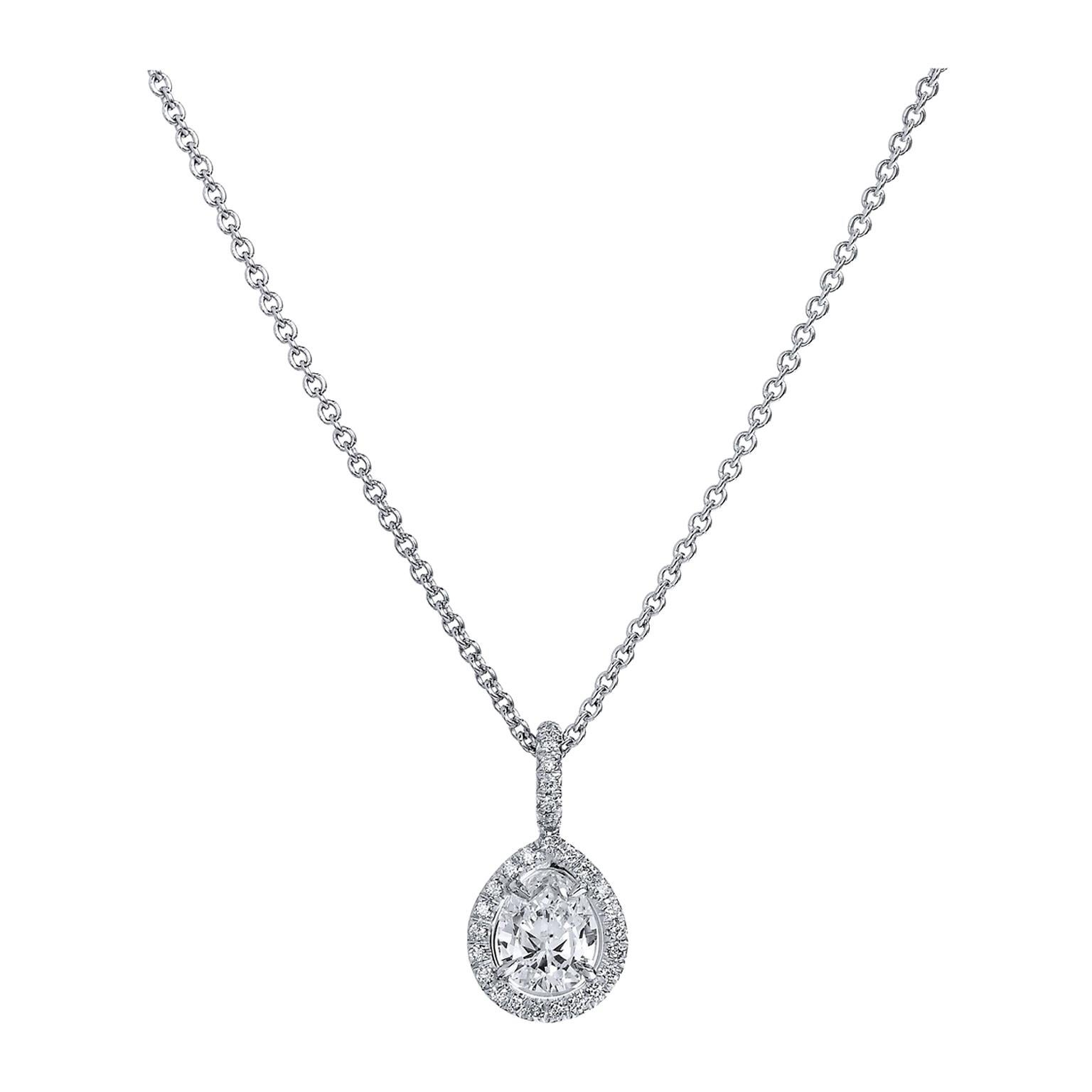 0.72 Carat Antique Pear Cut Diamond Pendant