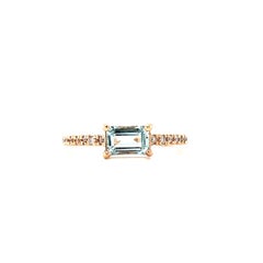 0.72 Karat Aquamarin Diamant Rose Gold Cocktail Band Ring