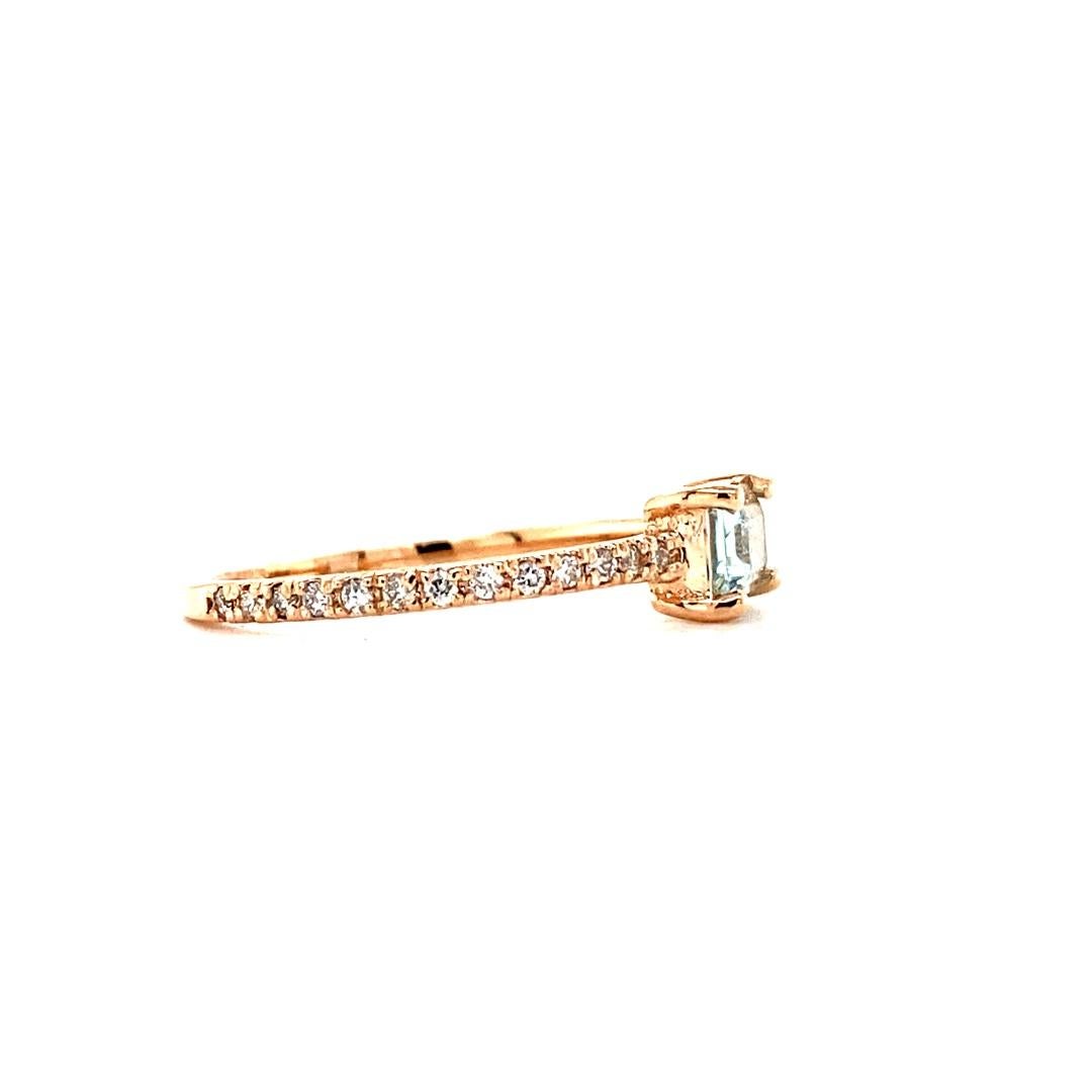 Contemporary 0.72 Carat Aquamarine Diamond Rose Gold Cocktail Band Ring For Sale