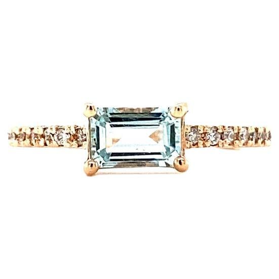 0,72 Karat Aquamarin Diamant Rose Gold Cocktail Band Ring