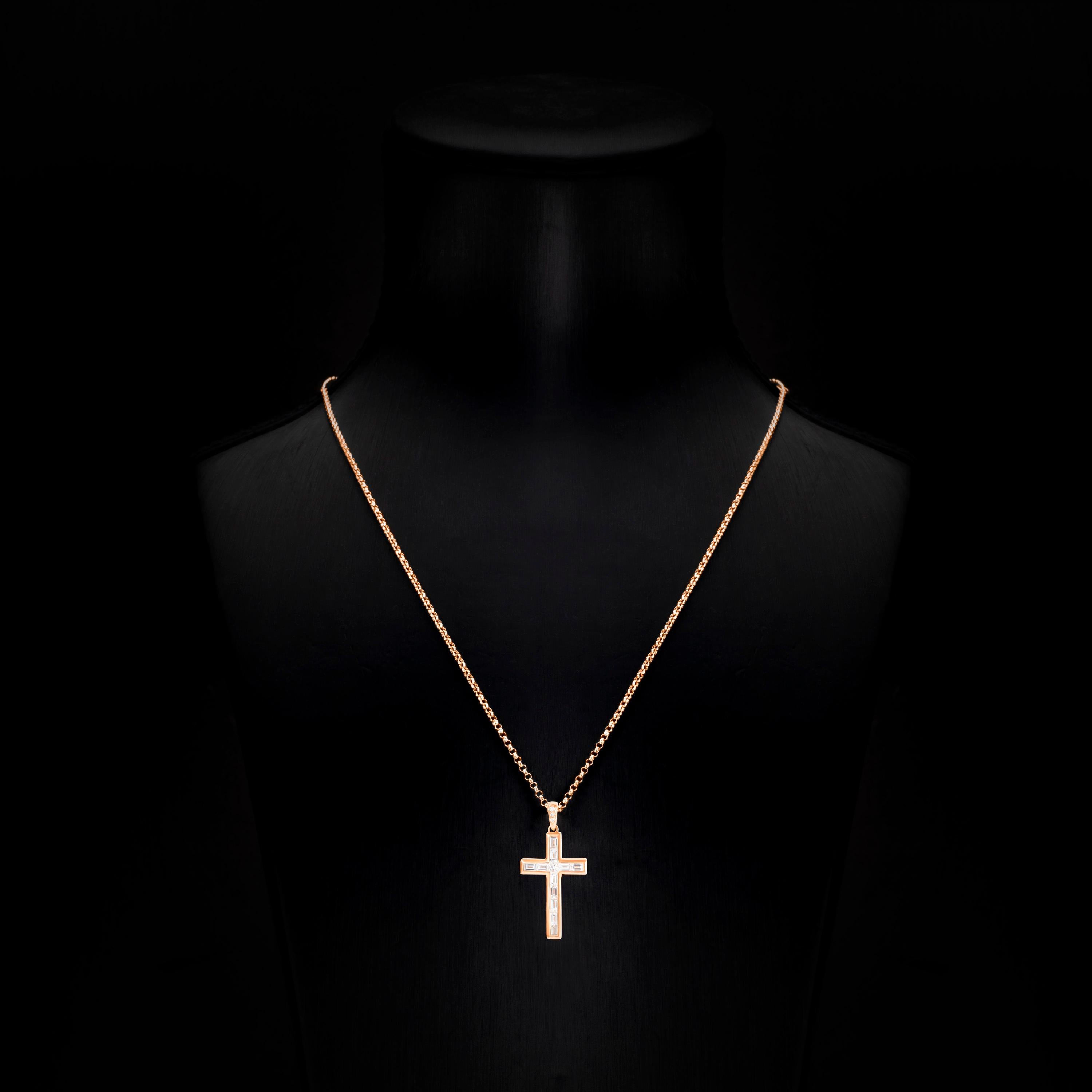 baguette diamond cross pendant