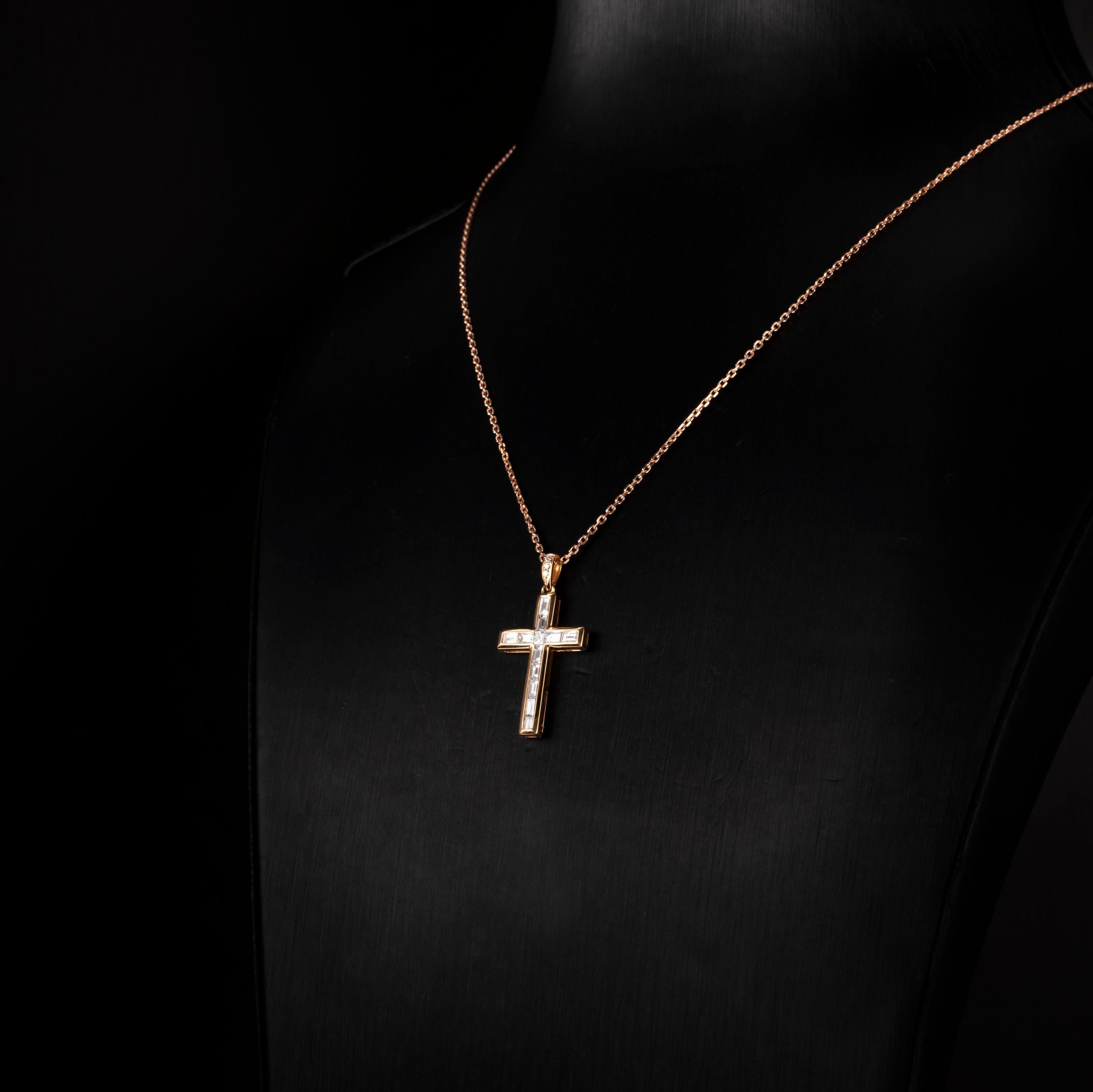 mens rose gold cross necklace