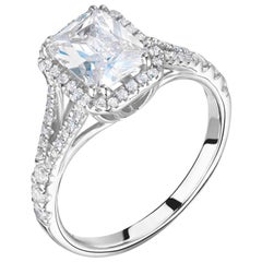 0.72 Carat Cushion Cut Diamond Halo Platinum Ring