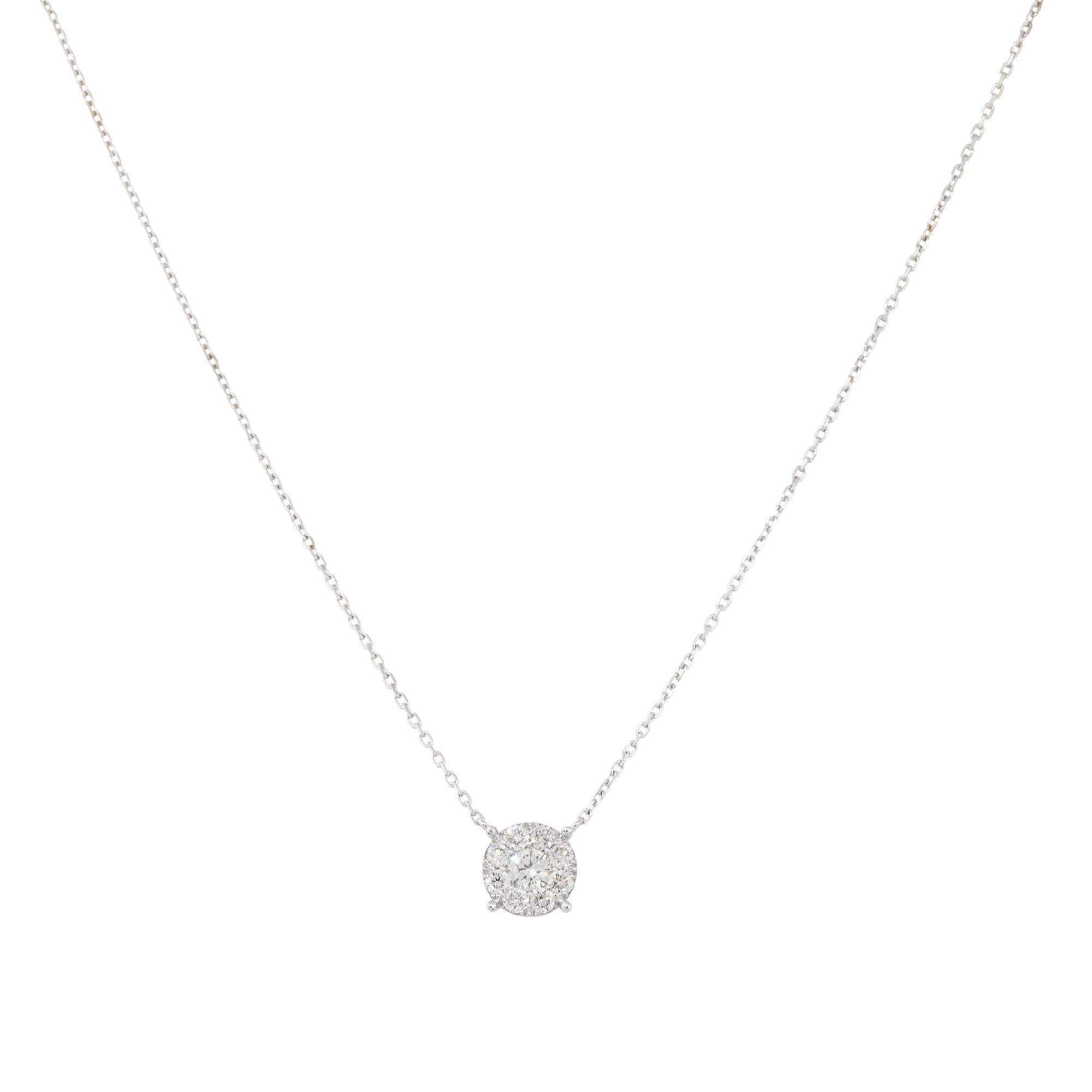 Taglio rotondo Collana a grappolo con diamanti da 0,72 carati 18 carati in stock in vendita