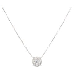 0.72 Carat Diamond Cluster Necklace 18 Karat in Stock