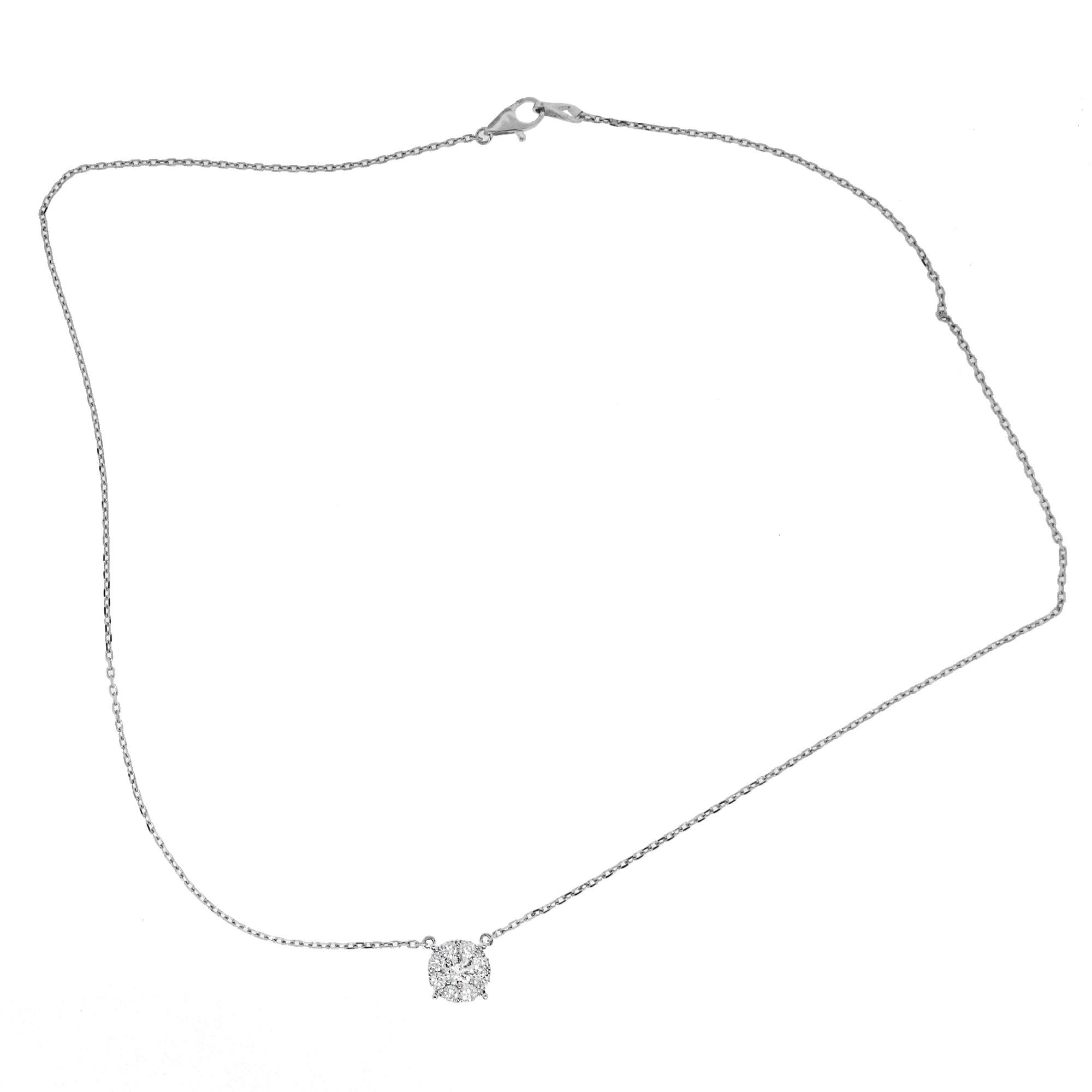 Round Cut 0.72 Carat Diamond Cluster Pendant Necklace