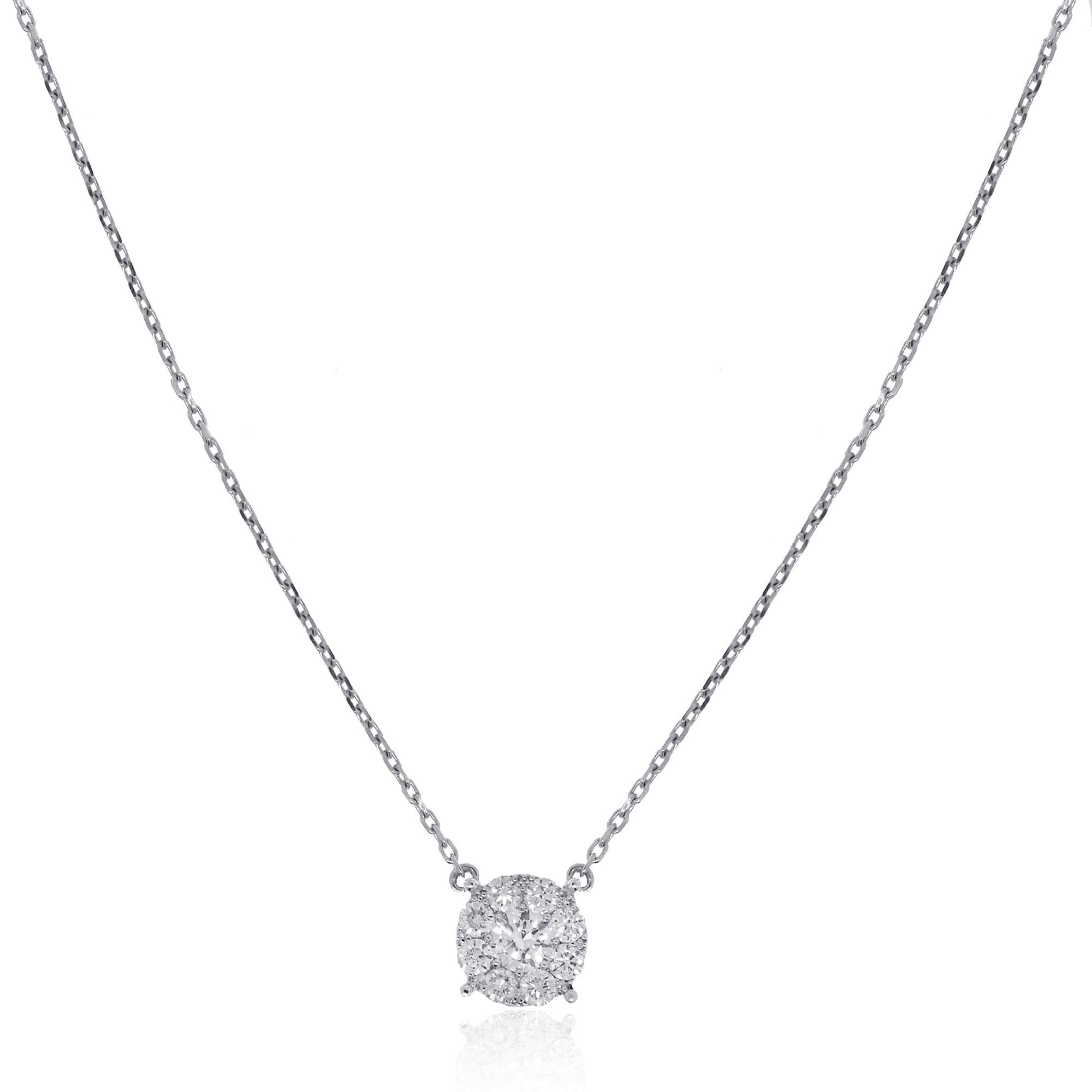 0.72 Carat Diamond Cluster Pendant Necklace In New Condition In Boca Raton, FL