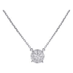 0.72 Carat Diamond Cluster Pendant Necklace
