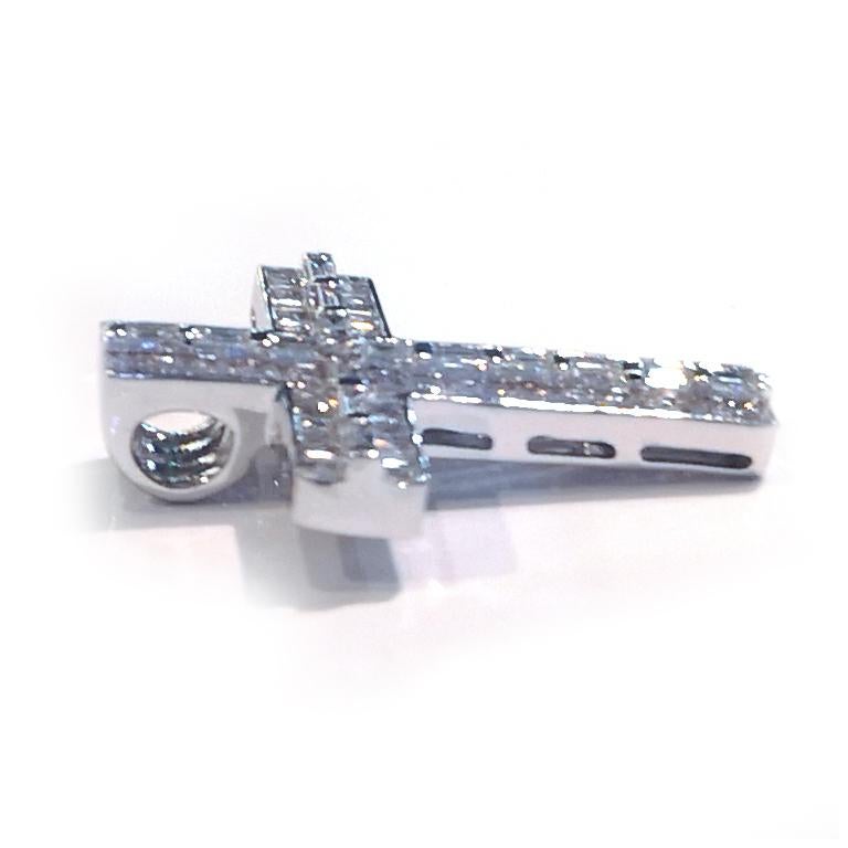 Modern 0.72 Carat Diamond Cross Pendant For Sale