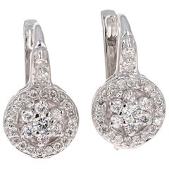 0.72 Carat Diamond Floret Design 14 Karat White Gold Earrings